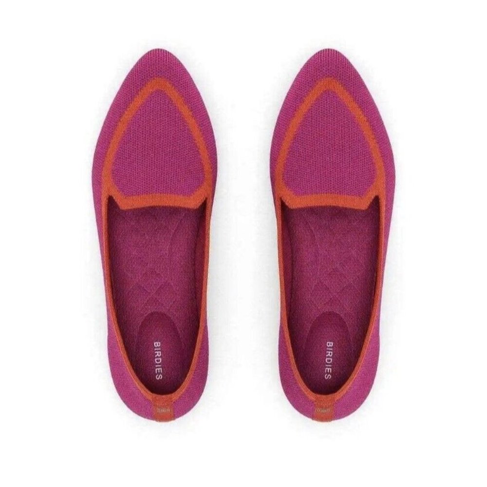 Birdies Pink and Orange Pointed Knit Flats